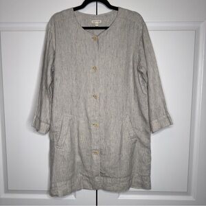 Eileen Fisher Organic Linen Button Front Jacket Coat Women’s Medium
